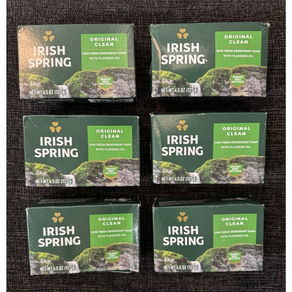 (PACK of 6 BARS) Irish Spring ORIGINAL SCENT Bar Soap for Men& Women - 12-HOUR